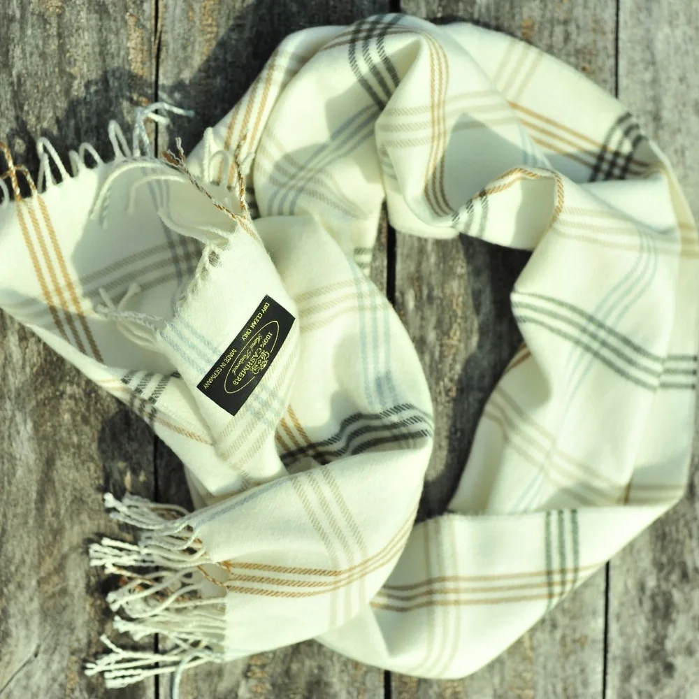 Men's Plaid Luxury Brand's Pattern Fringes 100% Cashmere